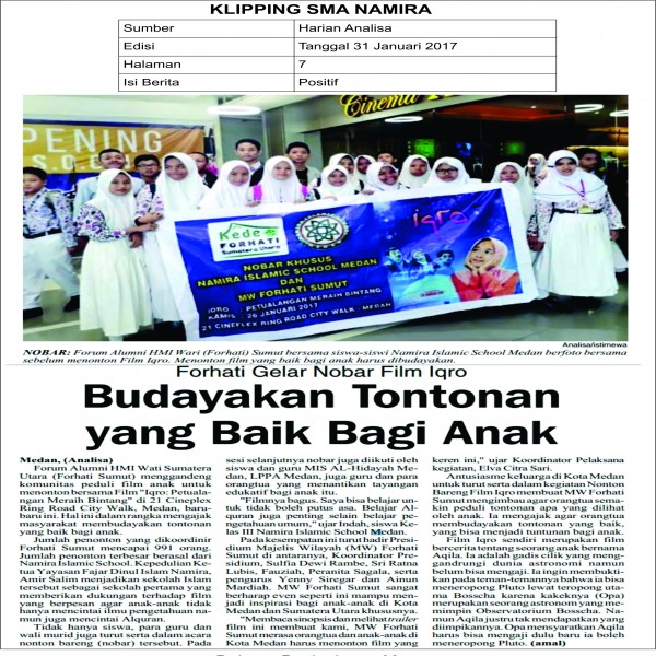 SMA Namira Budayakan Nonton Film Pendidikan
